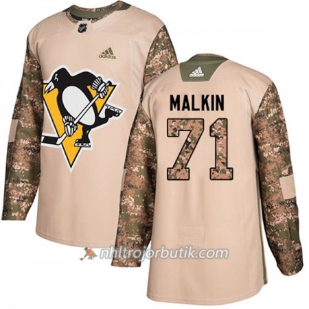 Män Ishockey Pittsburgh Penguins Tröja Evgeni Malkin 71 Adidas 2017-2018 Camo Veterans Day Practice Authentic